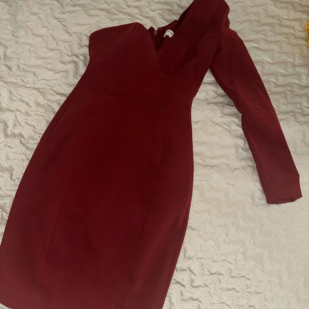 House of CB one shoulder dress in Wine color